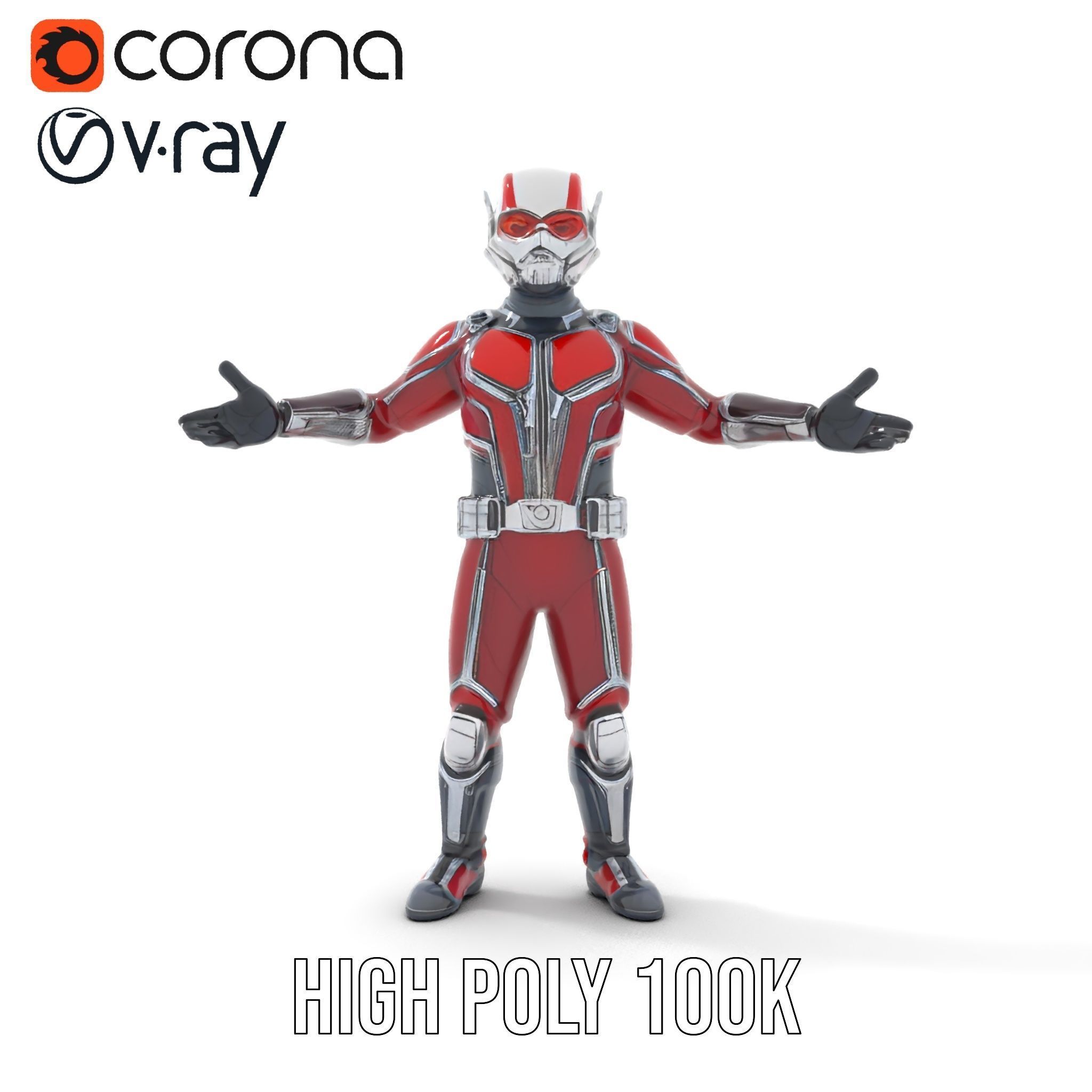 RedArmored Superhero Rigged and Animated Character Model Low-poly 3D model_21