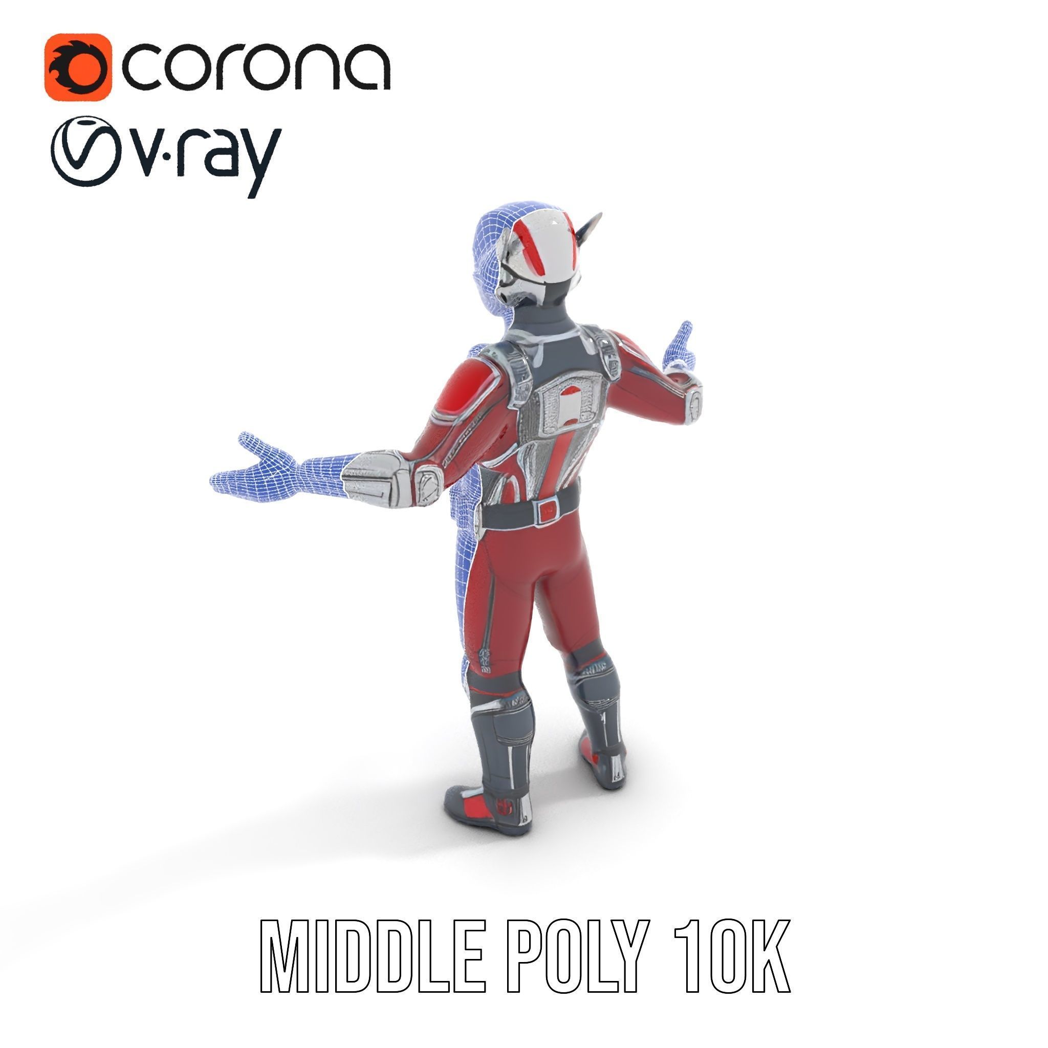 RedArmored Superhero Rigged and Animated Character Model Low-poly 3D model_25