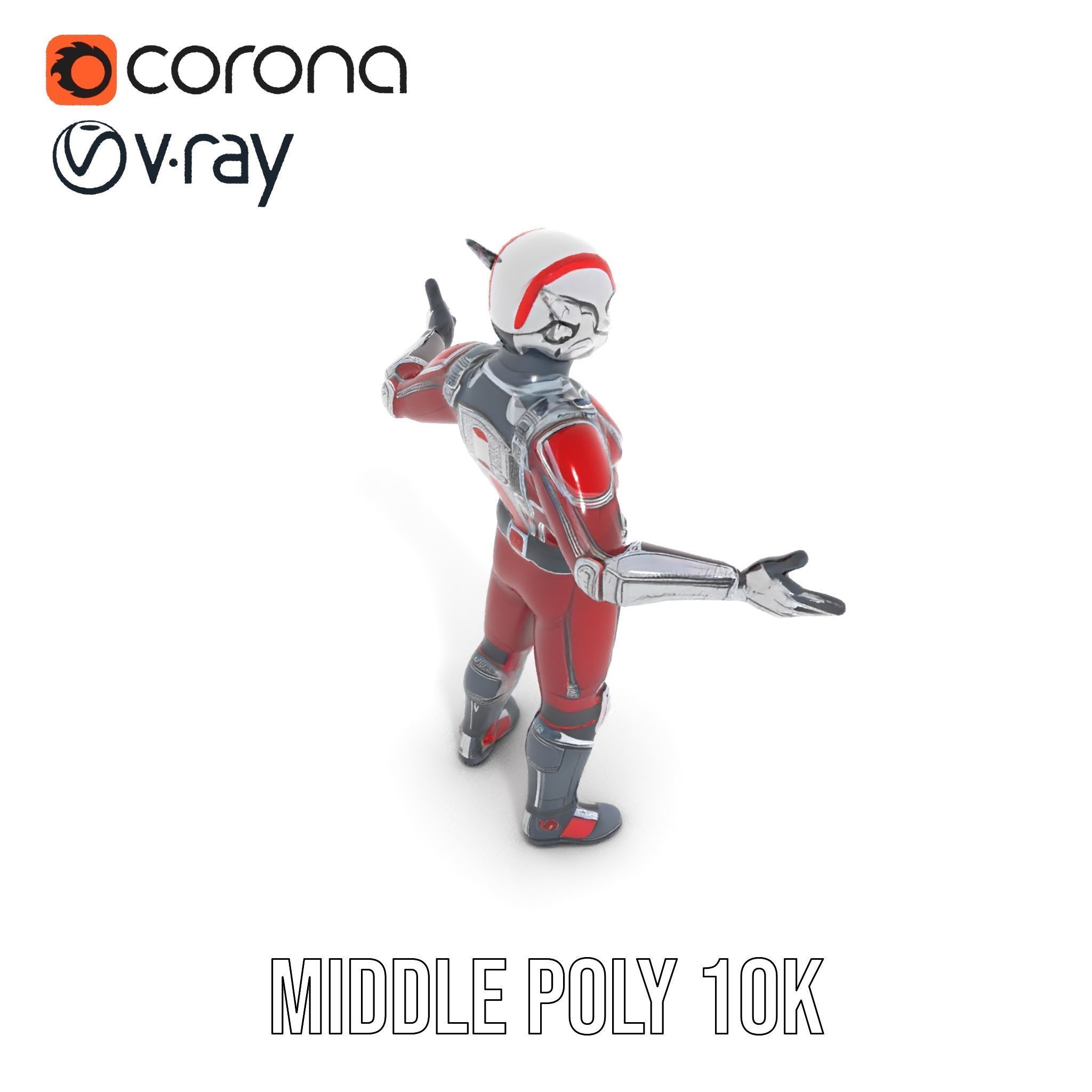 RedArmored Superhero Rigged and Animated Character Model Low-poly 3D model_22