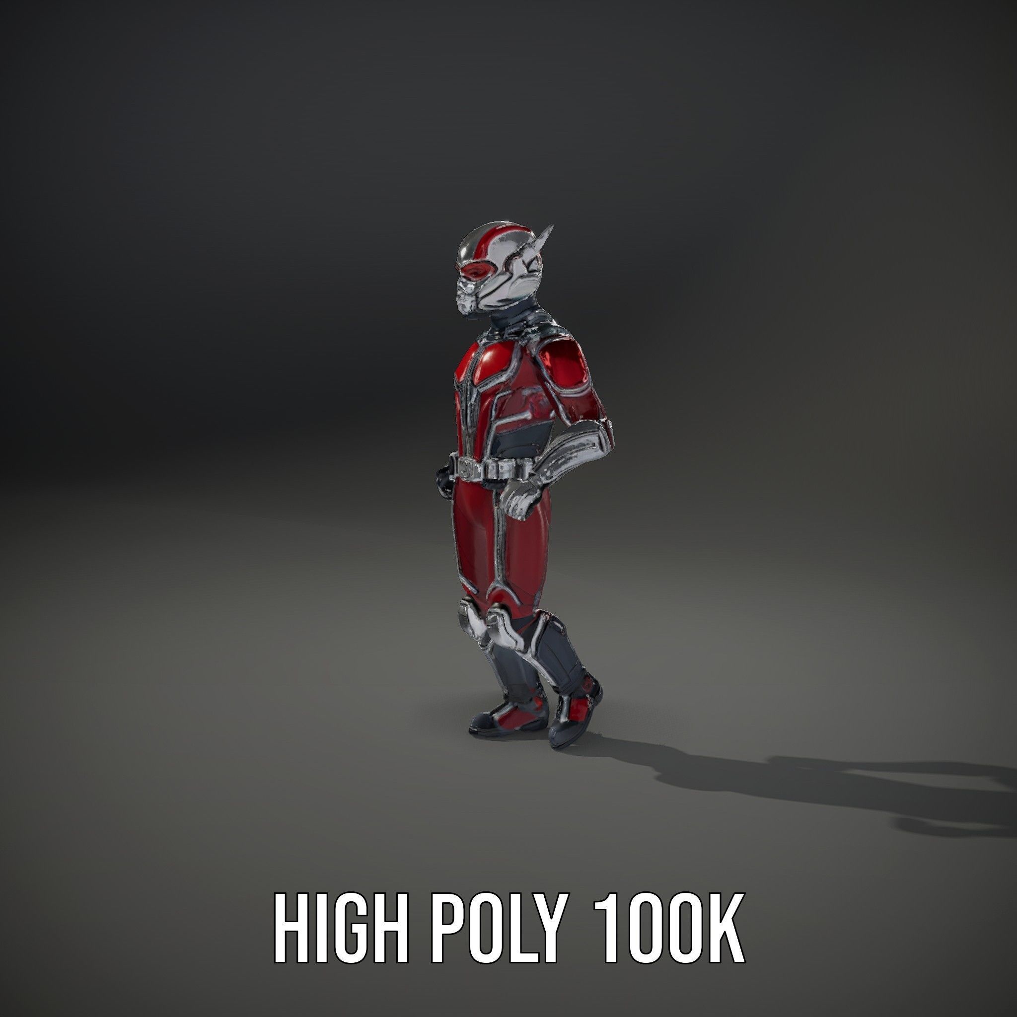 RedArmored Superhero Rigged and Animated Character Model Low-poly 3D model_15