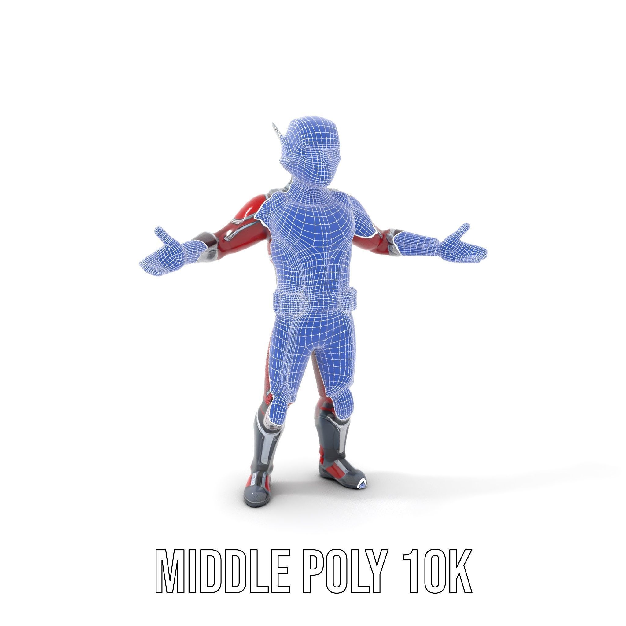 RedArmored Superhero Rigged and Animated Character Model Low-poly 3D model_16
