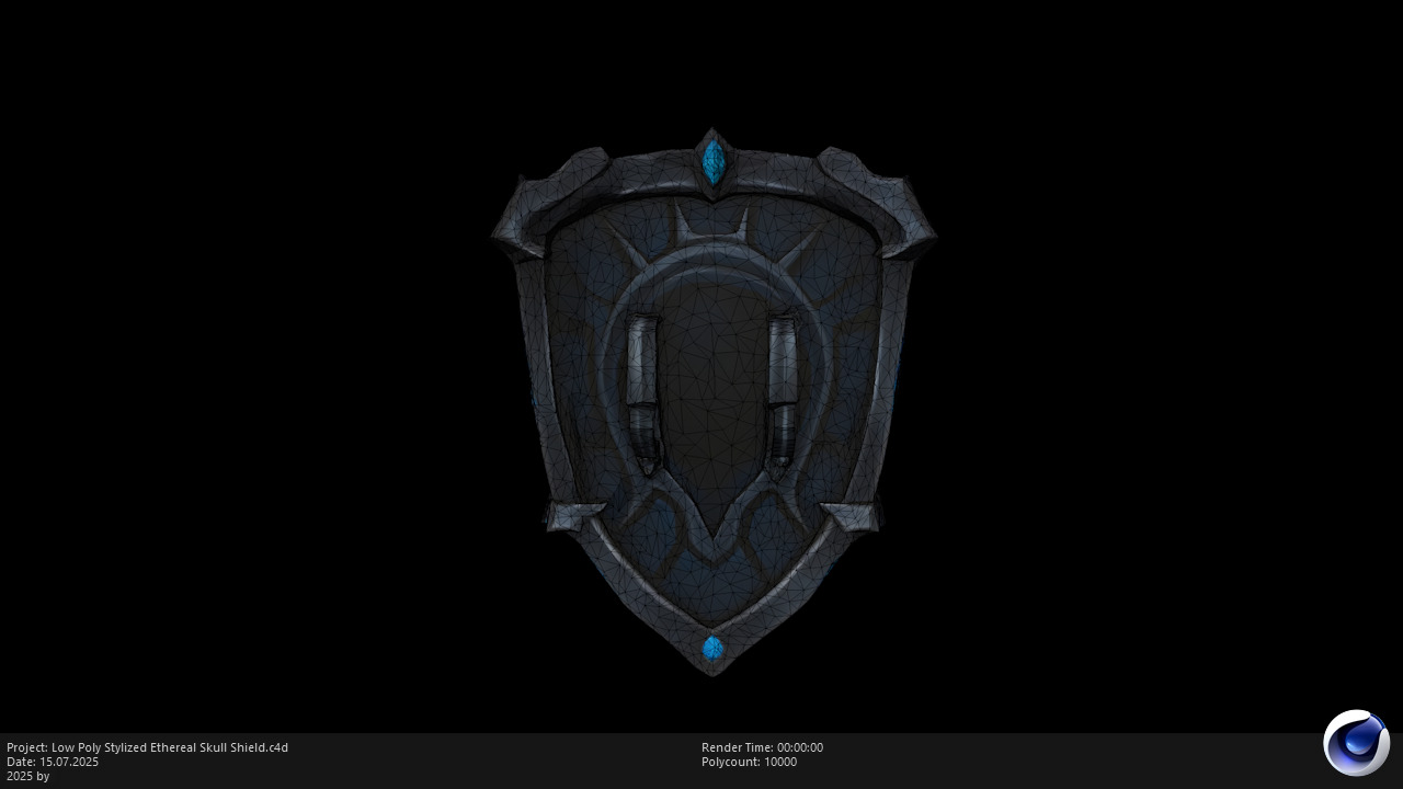 Low Poly Stylized Ethereal Skull Shield Low-poly 3D model_5