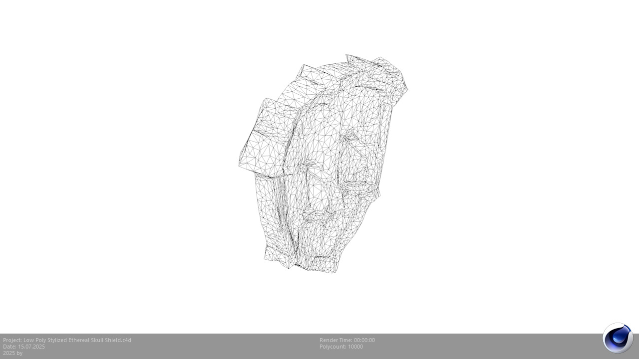 Low Poly Stylized Ethereal Skull Shield Low-poly 3D model_9