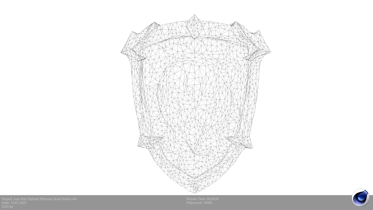 Low Poly Stylized Ethereal Skull Shield Low-poly 3D model_3