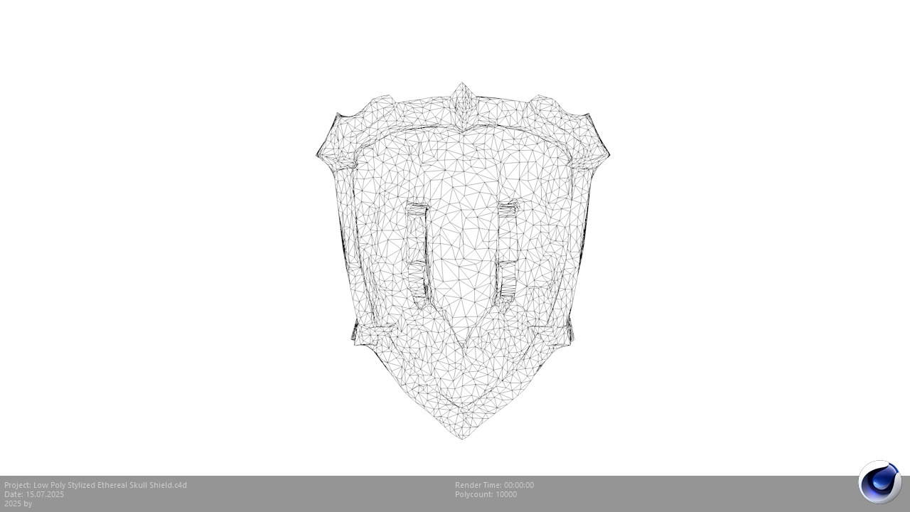 Low Poly Stylized Ethereal Skull Shield Low-poly 3D model_6