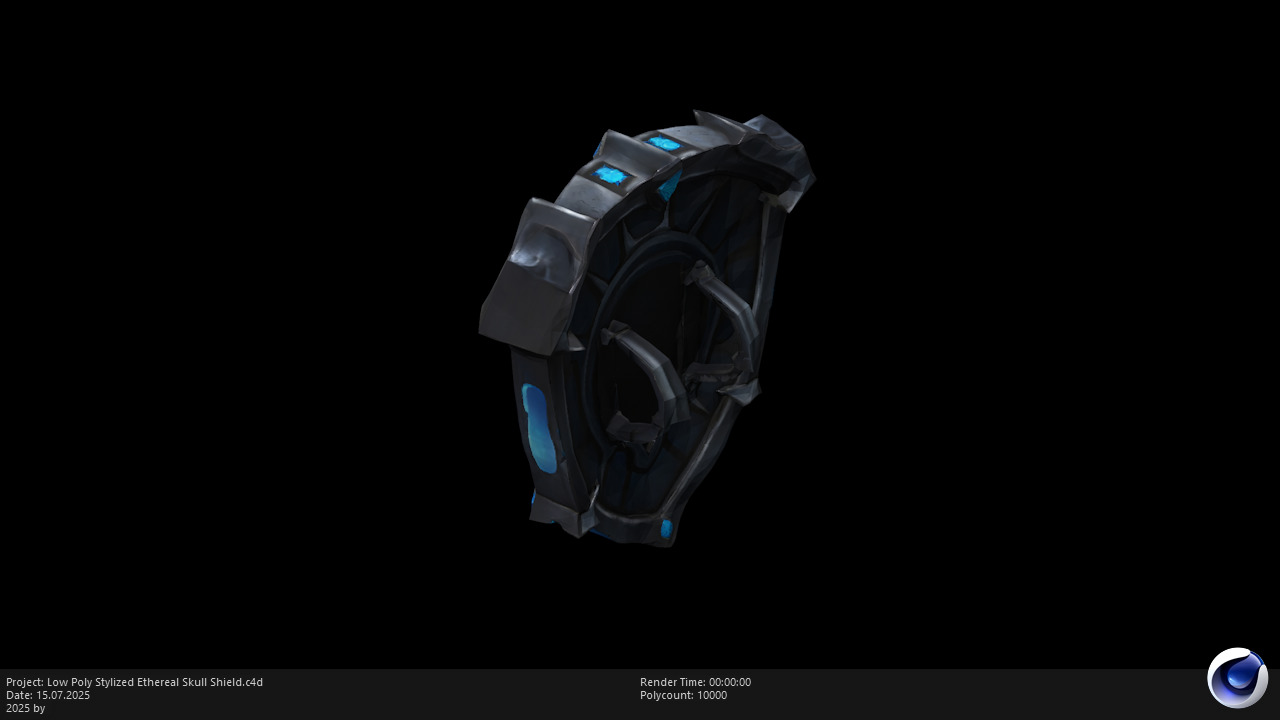 Low Poly Stylized Ethereal Skull Shield Low-poly 3D model_7