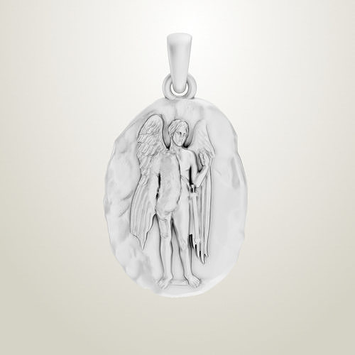 Sterling Silver Antiqued Saint Michael Pendant 3D print model
