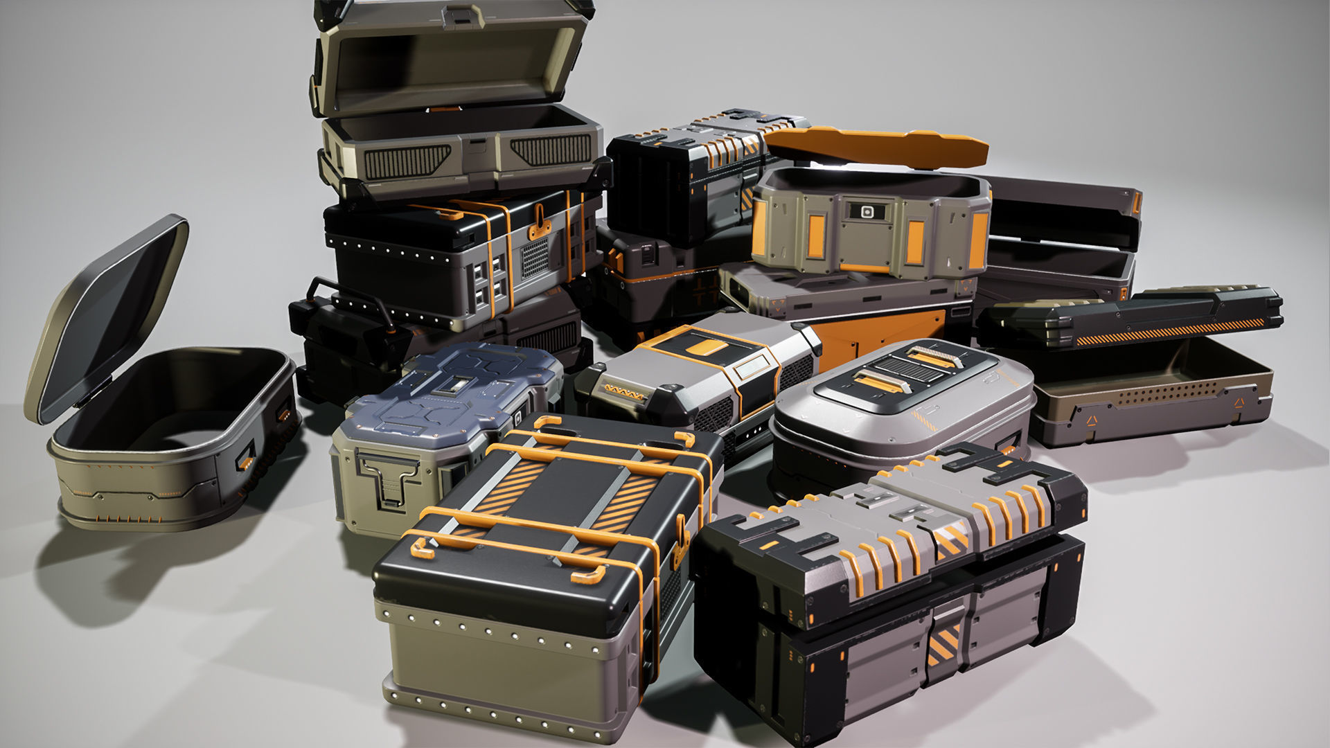 Ammo Boxes Props Low-poly 3D model_1