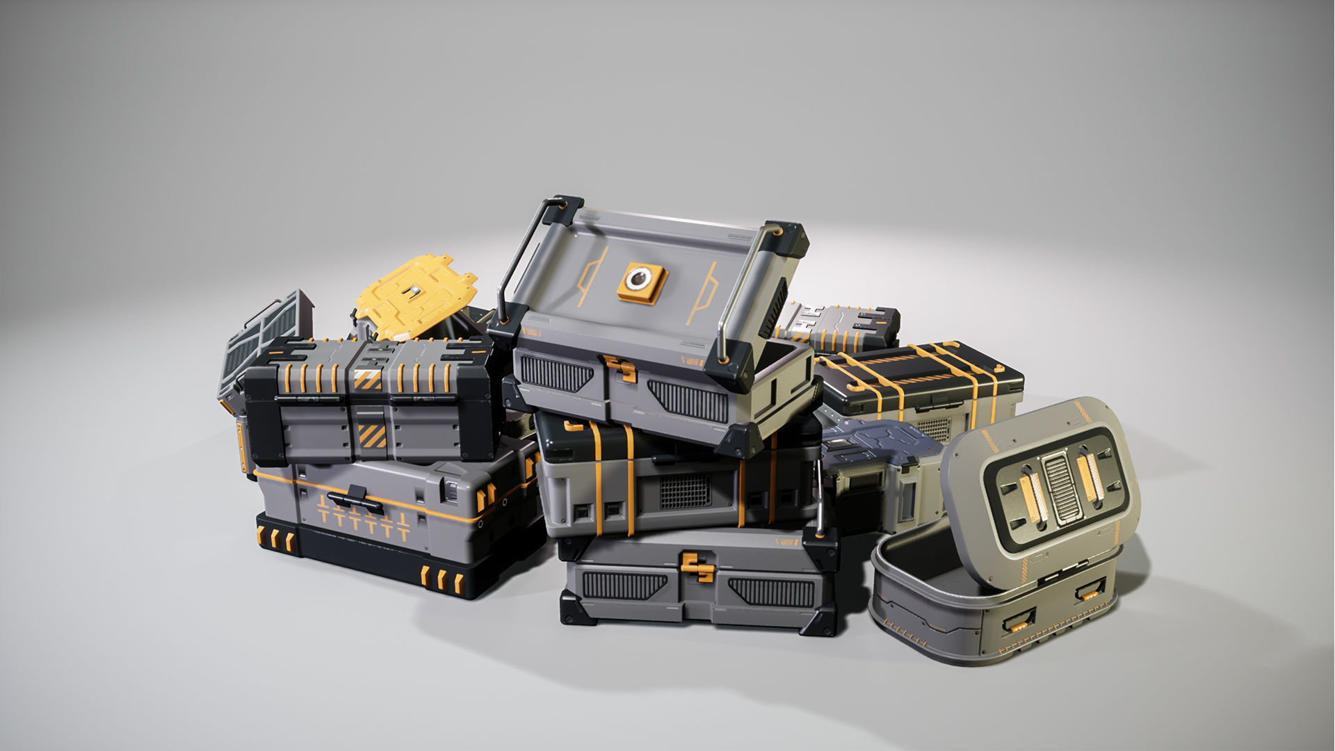 Ammo Boxes Props Low-poly 3D model_5