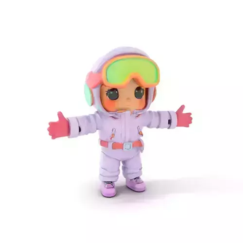 Adorable Child Skier Rigged and Animated D Character Model Low-poly 3D model