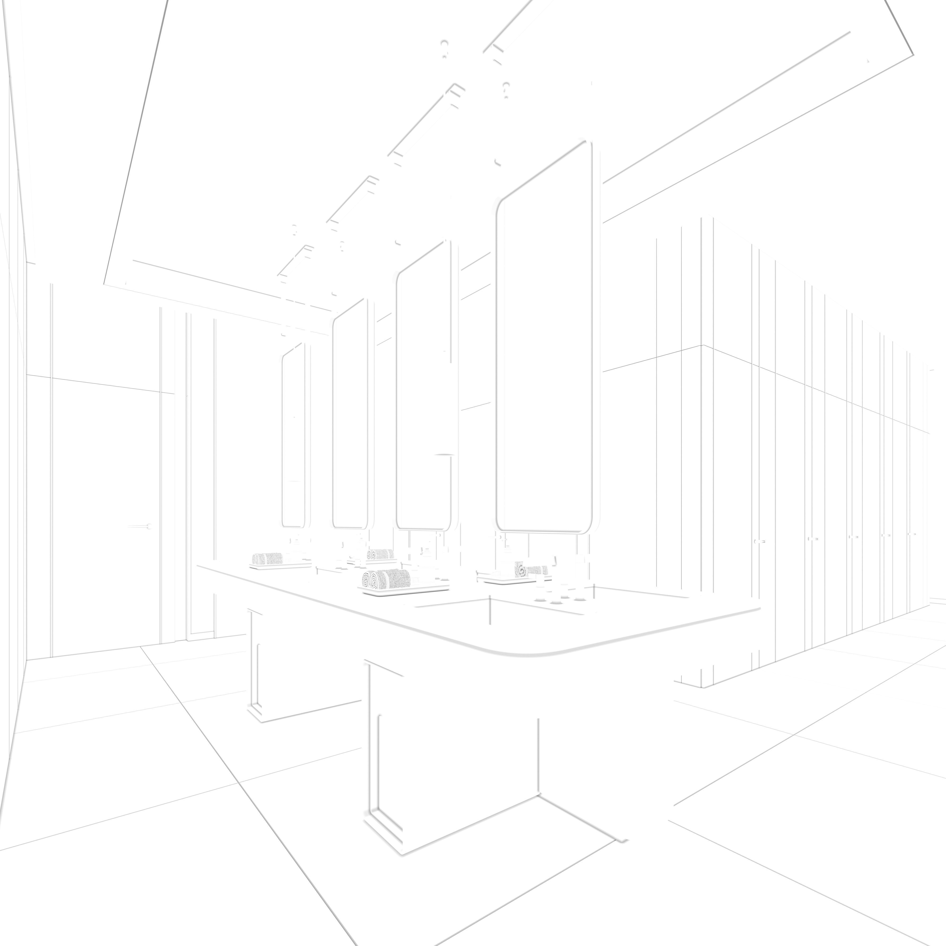 Office public restroom 3D model_4