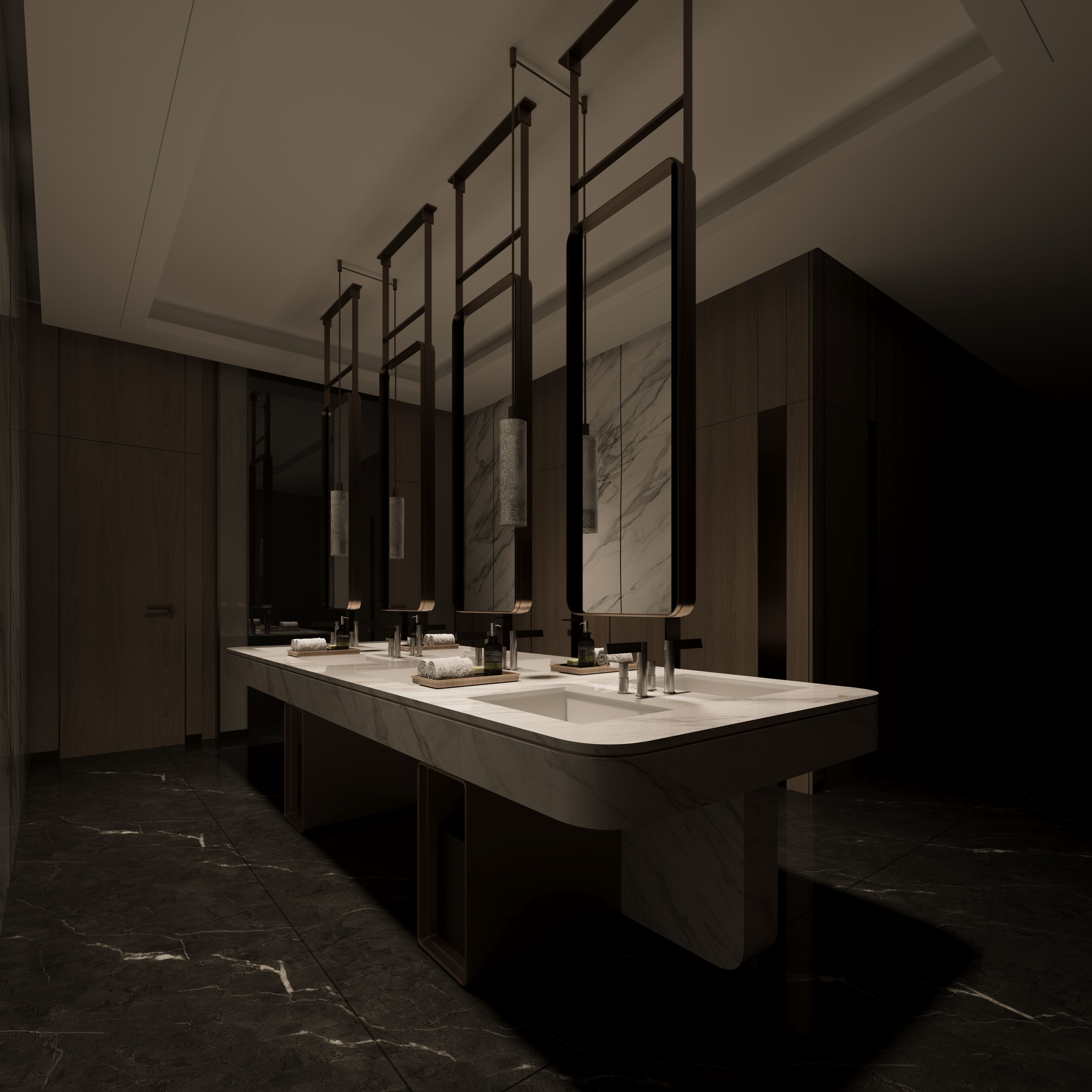 Office public restroom 3D model_2
