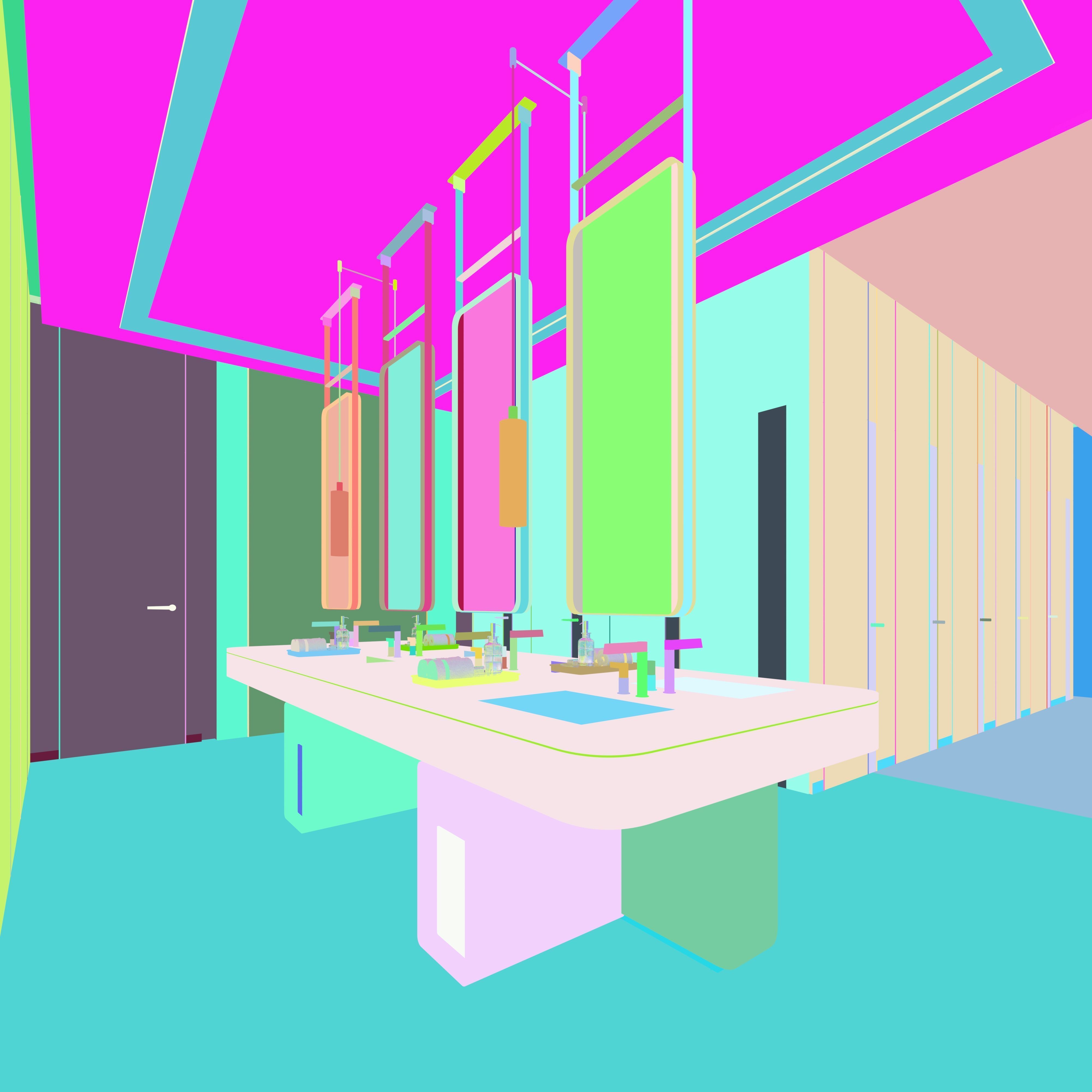 Office public restroom 3D model_5