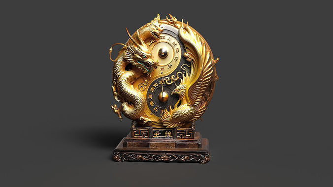 Chinese yin yang symbol  Low-poly 3D model