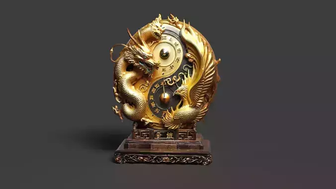 Chinese yin yang symbol Low-poly 3D model