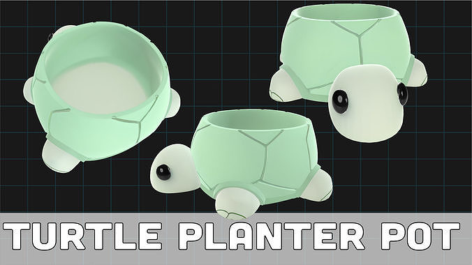 Turtle Planter Pot Cute Animal Container 3D model