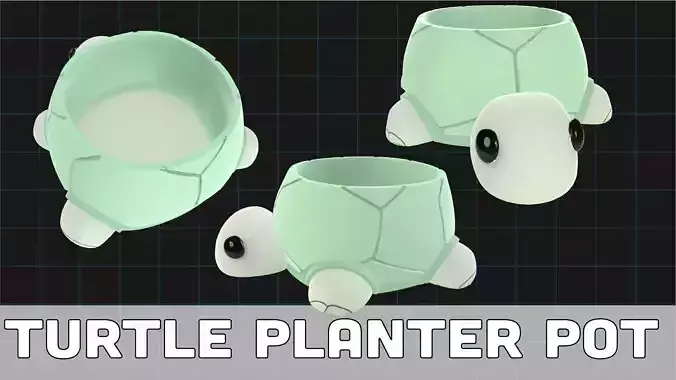 Turtle Planter Pot Cute Animal Container 3D print model