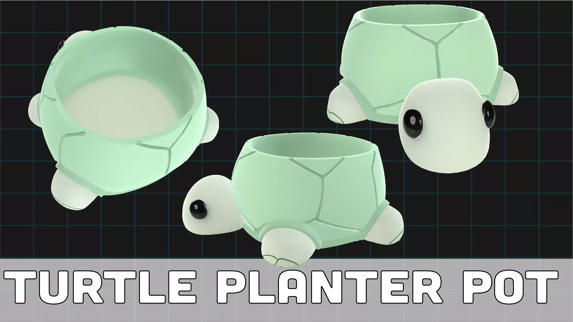 Turtle Planter Pot Cute Animal Container 3D print model_0