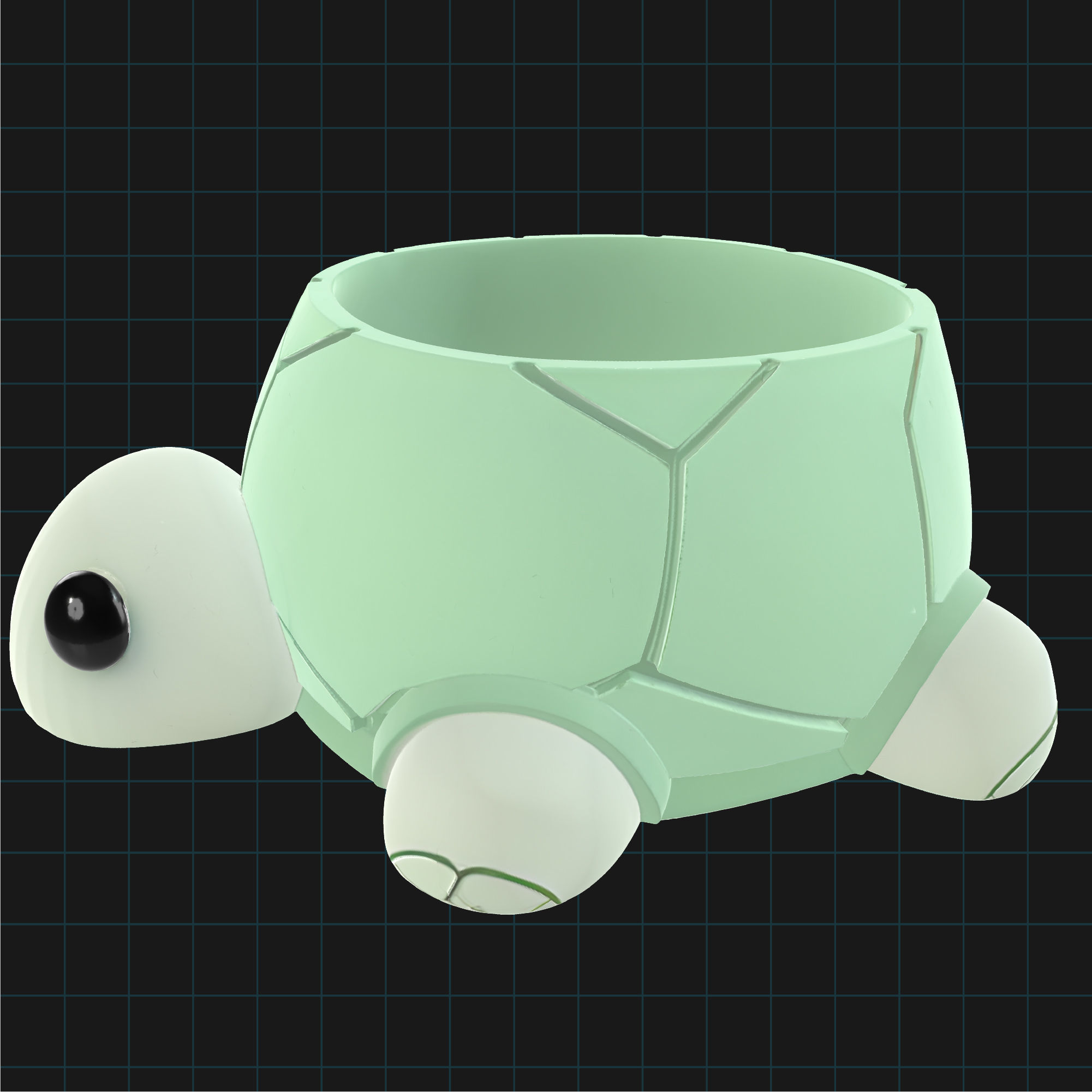 Turtle Planter Pot Cute Animal Container 3D print model_4