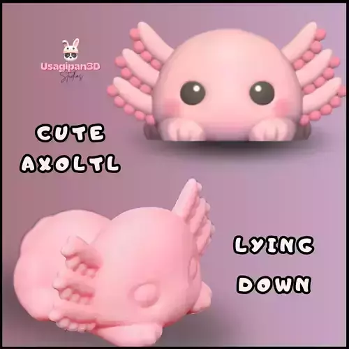 Cute Axolotl Lying Down