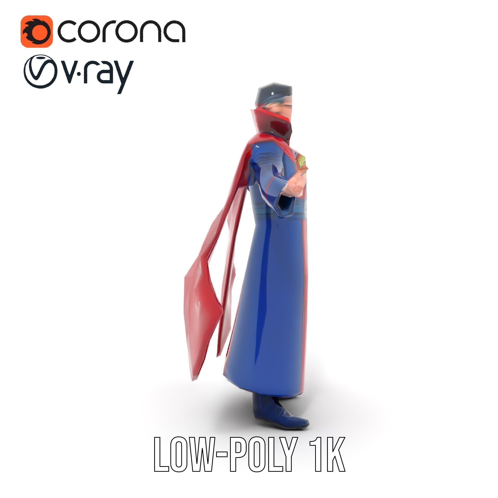 Mystic Sorcerer Rigged and Animated D Character Model Low-poly 3D model_29