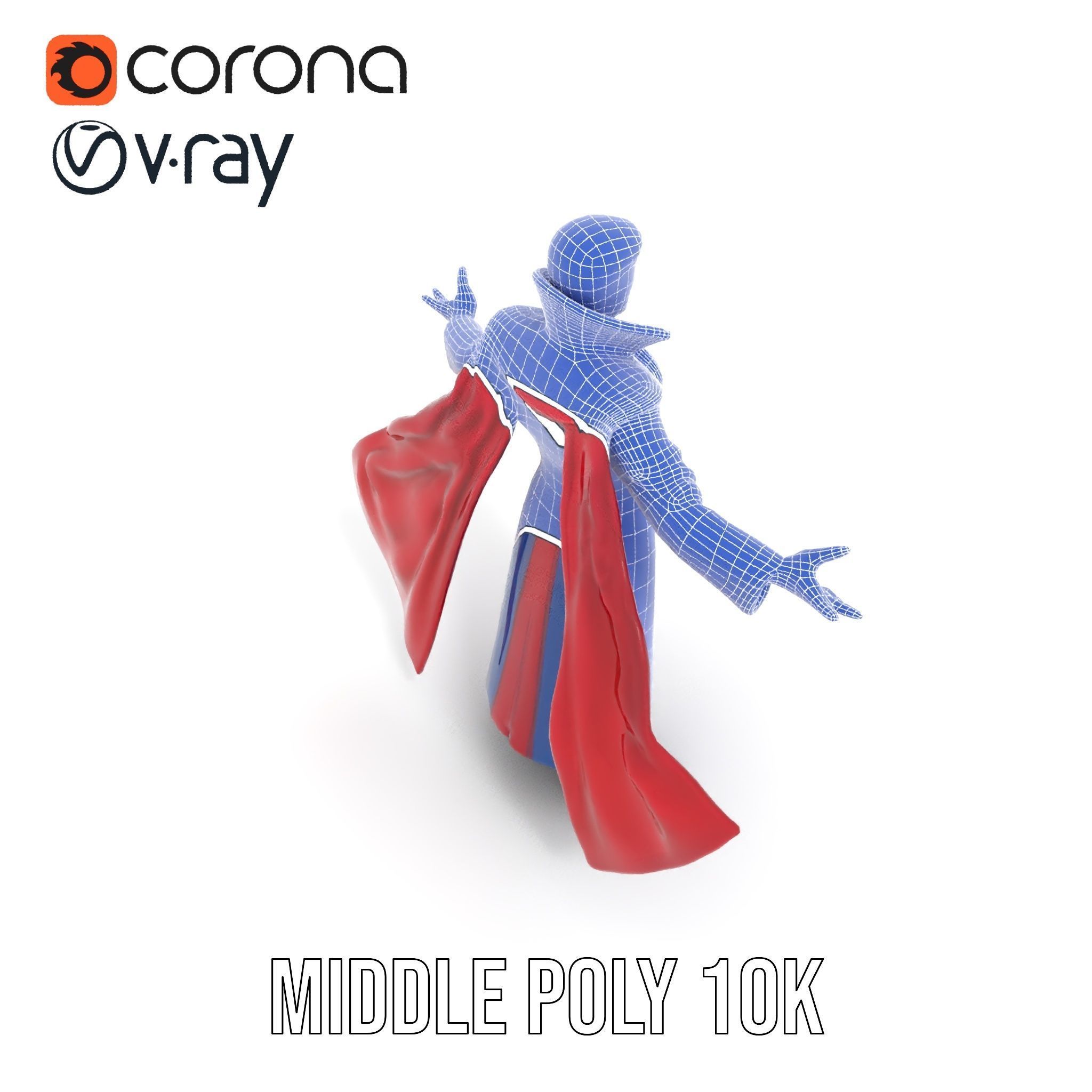 Mystic Sorcerer Rigged and Animated D Character Model Low-poly 3D model_33