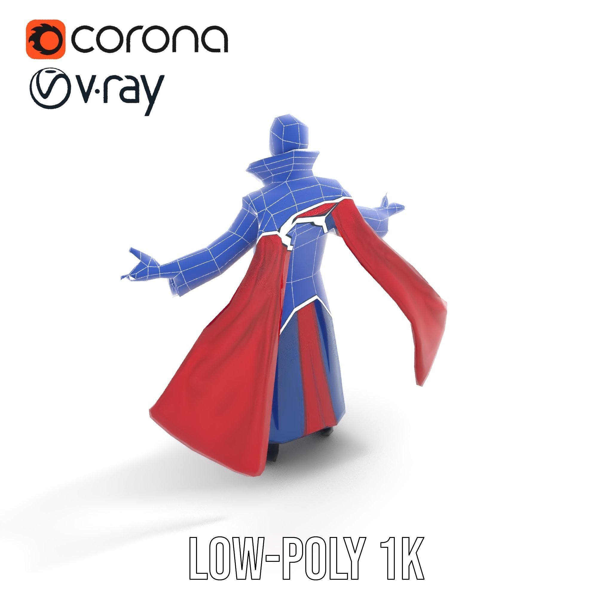 Mystic Sorcerer Rigged and Animated D Character Model Low-poly 3D model_31