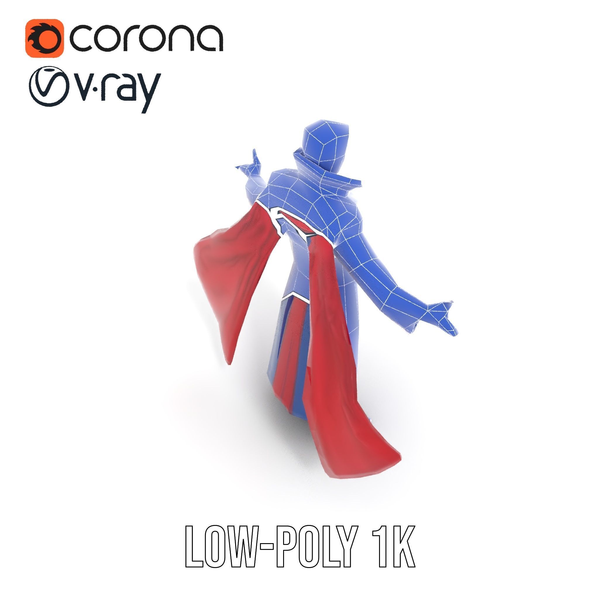 Mystic Sorcerer Rigged and Animated D Character Model Low-poly 3D model_23