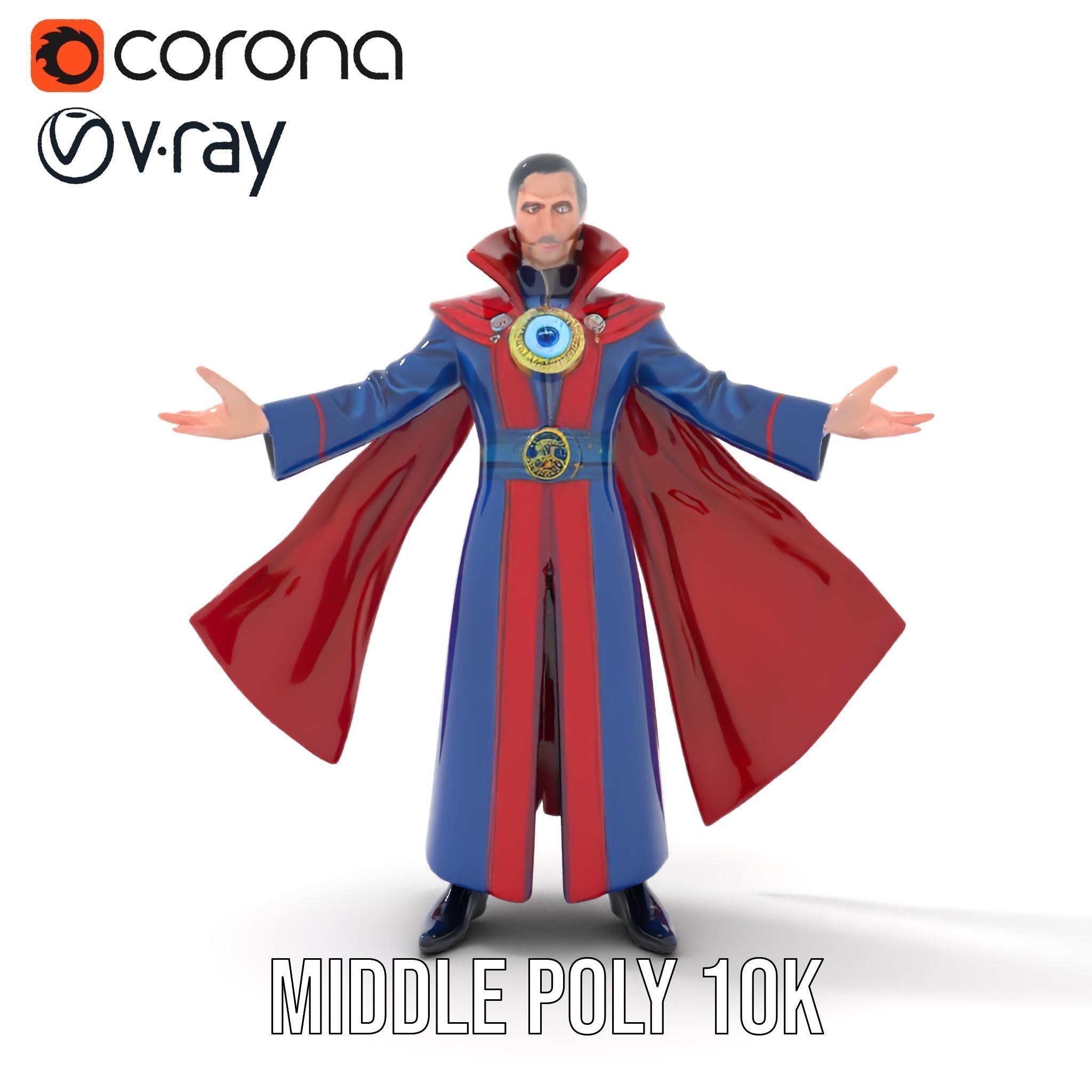 Mystic Sorcerer Rigged and Animated D Character Model Low-poly 3D model_22