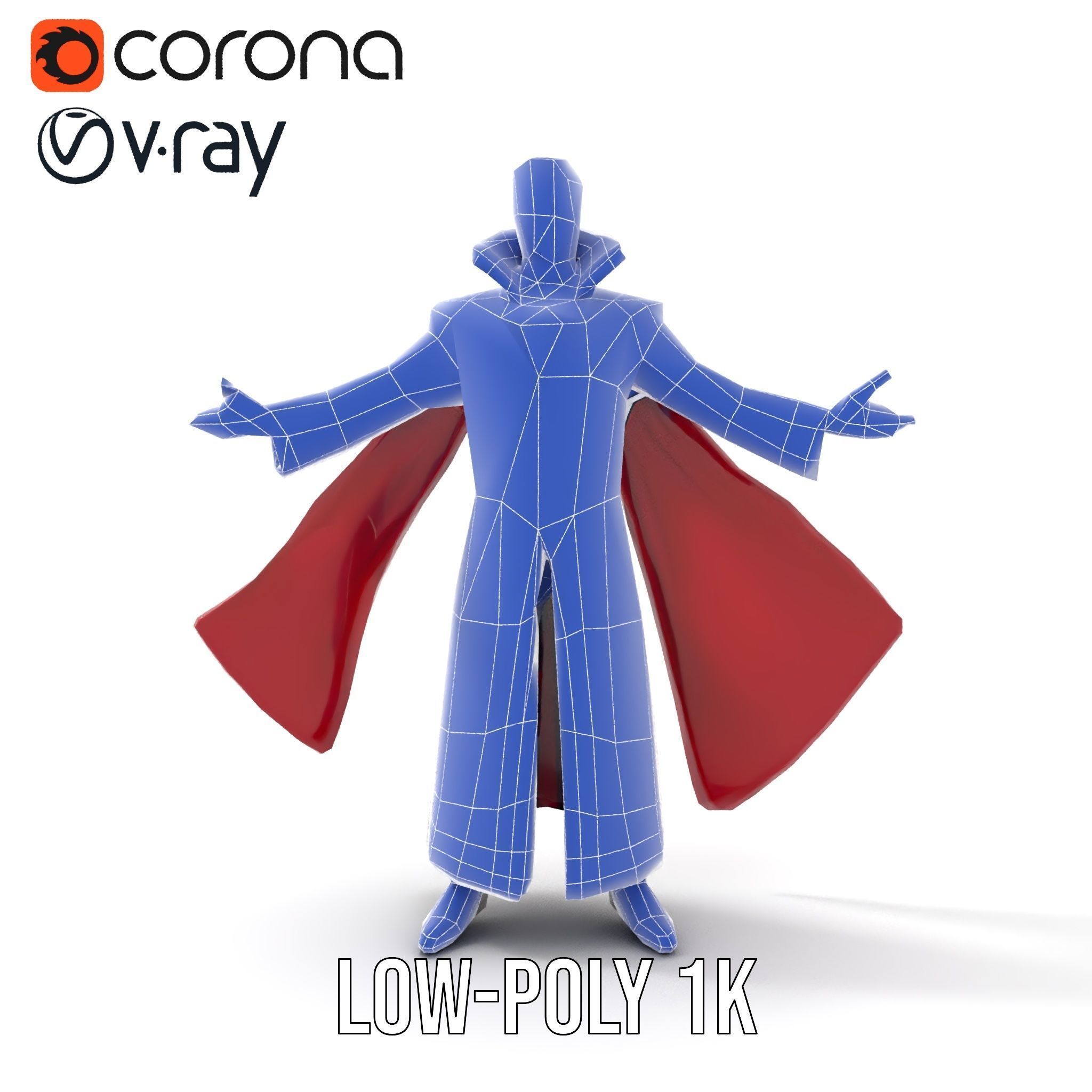 Mystic Sorcerer Rigged and Animated D Character Model Low-poly 3D model_26