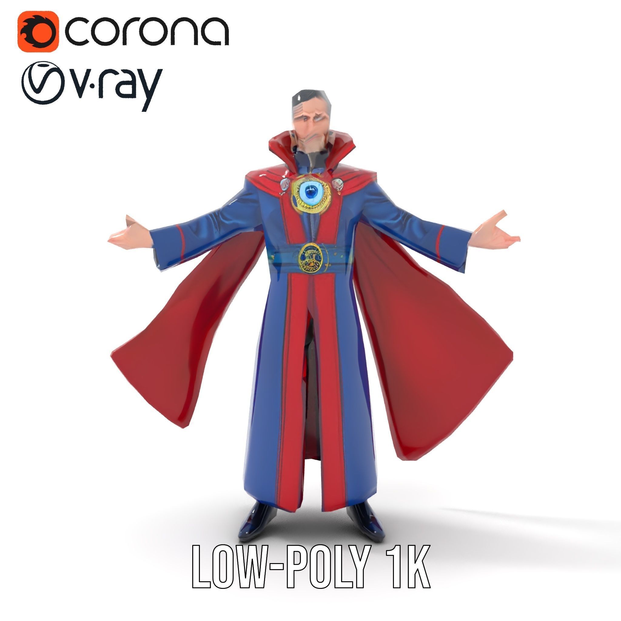 Mystic Sorcerer Rigged and Animated D Character Model Low-poly 3D model_14