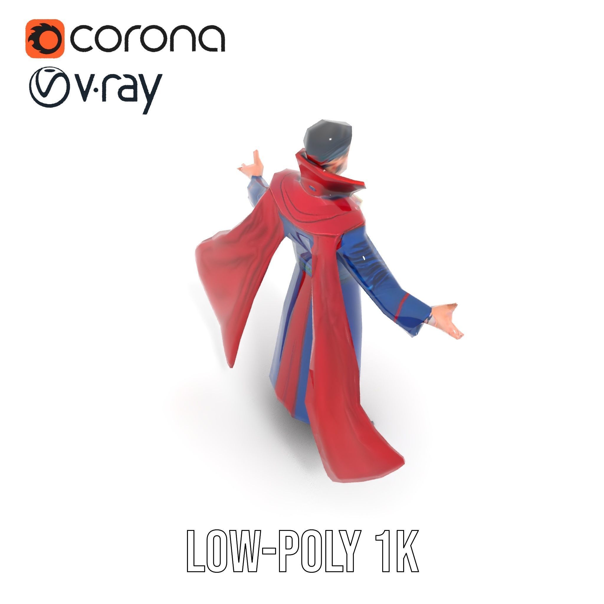 Mystic Sorcerer Rigged and Animated D Character Model Low-poly 3D model_8