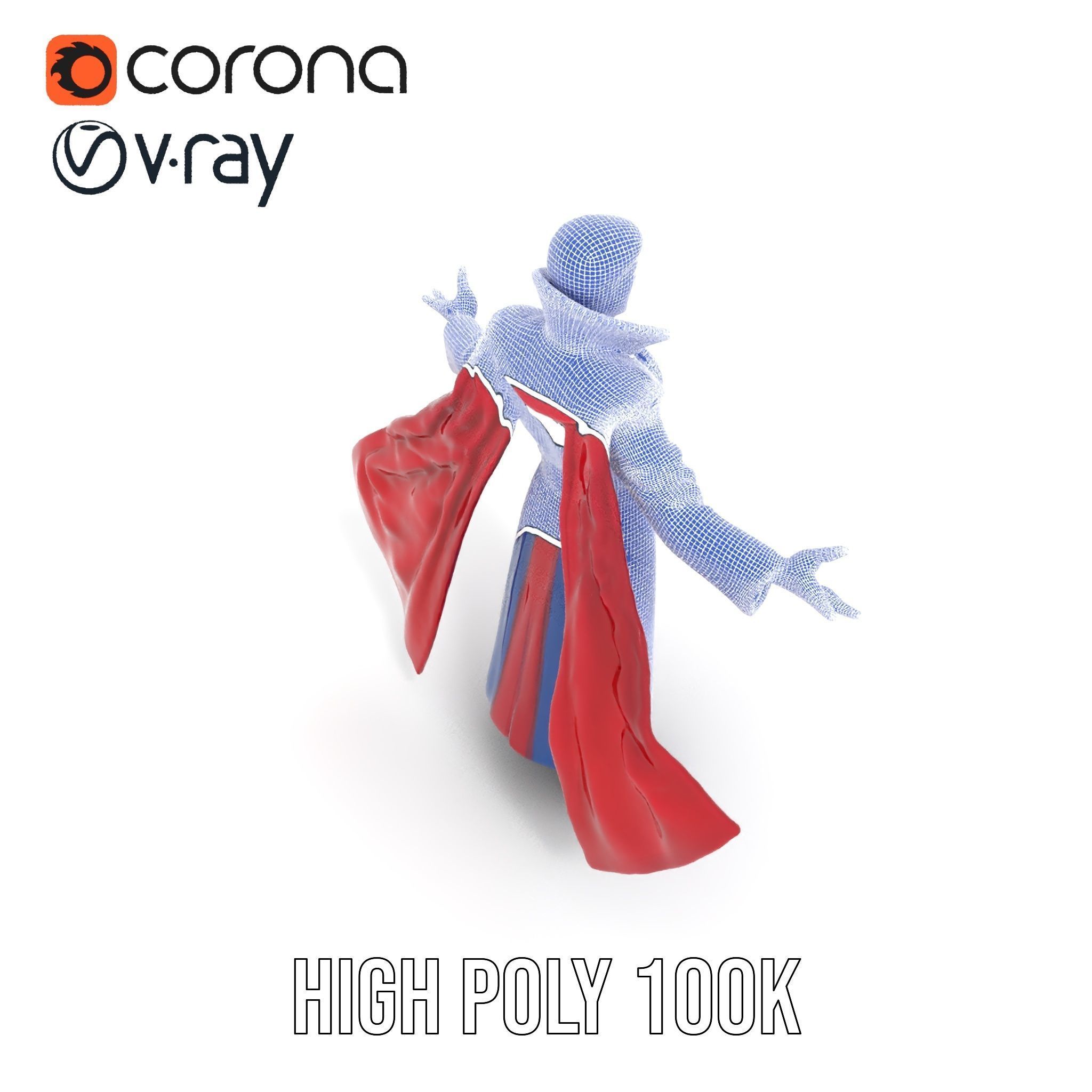 Mystic Sorcerer Rigged and Animated D Character Model Low-poly 3D model_34