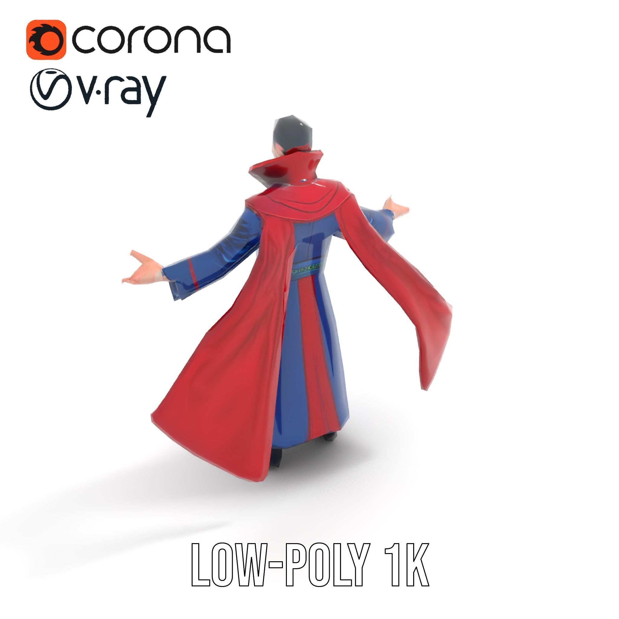 Mystic Sorcerer Rigged and Animated D Character Model Low-poly 3D model_9