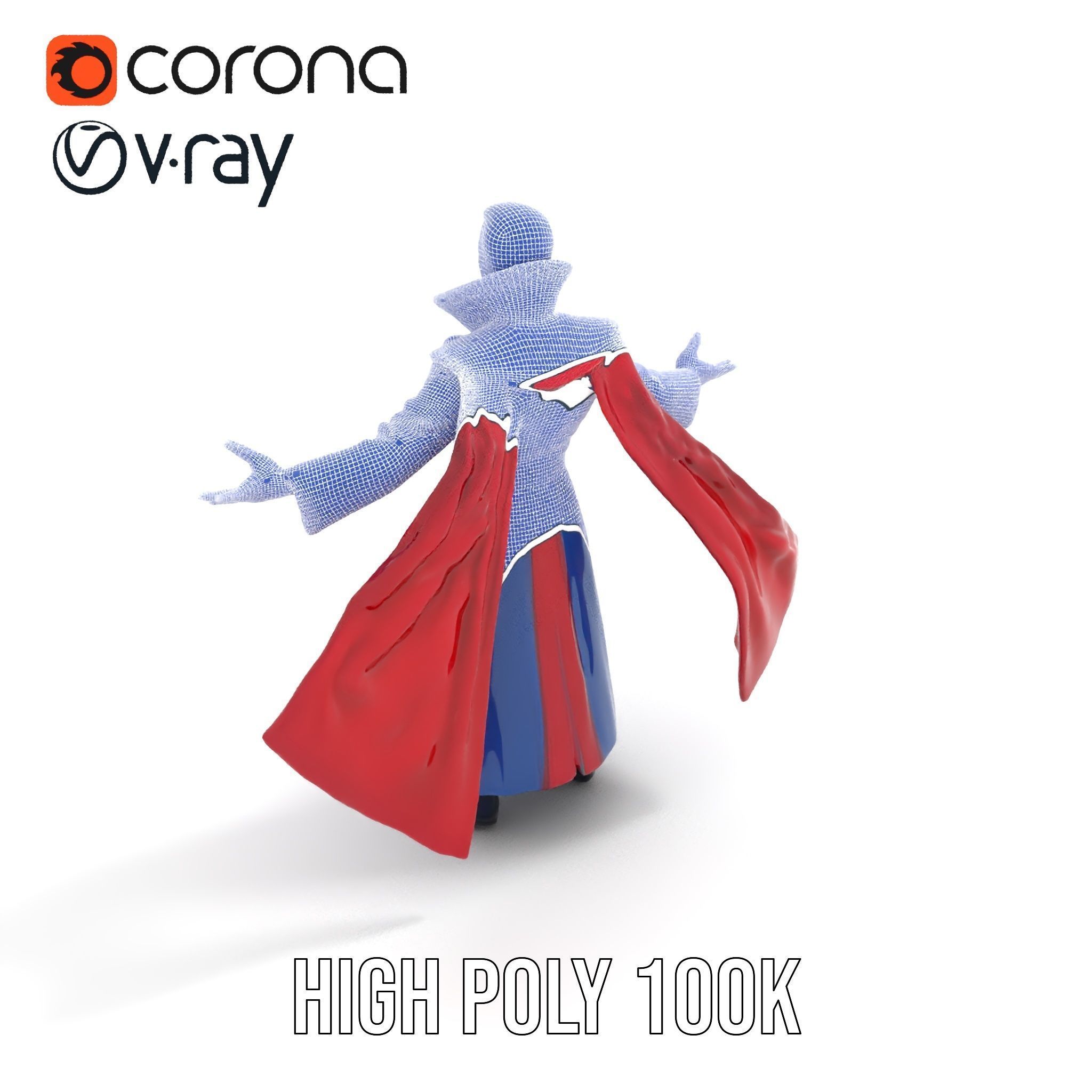 Mystic Sorcerer Rigged and Animated D Character Model Low-poly 3D model_27