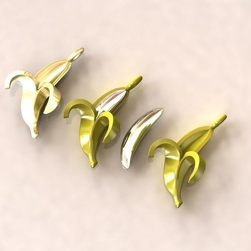 Banana Charm 3Part peel inner full-Split Fruit 3D enamel Pendant 3D print model