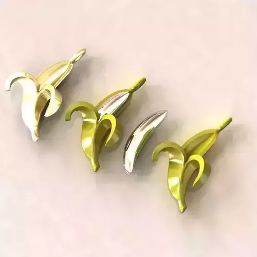 Banana Charm 3Part peel inner full-Split Fruit 3D enamel Pendant 3D print model