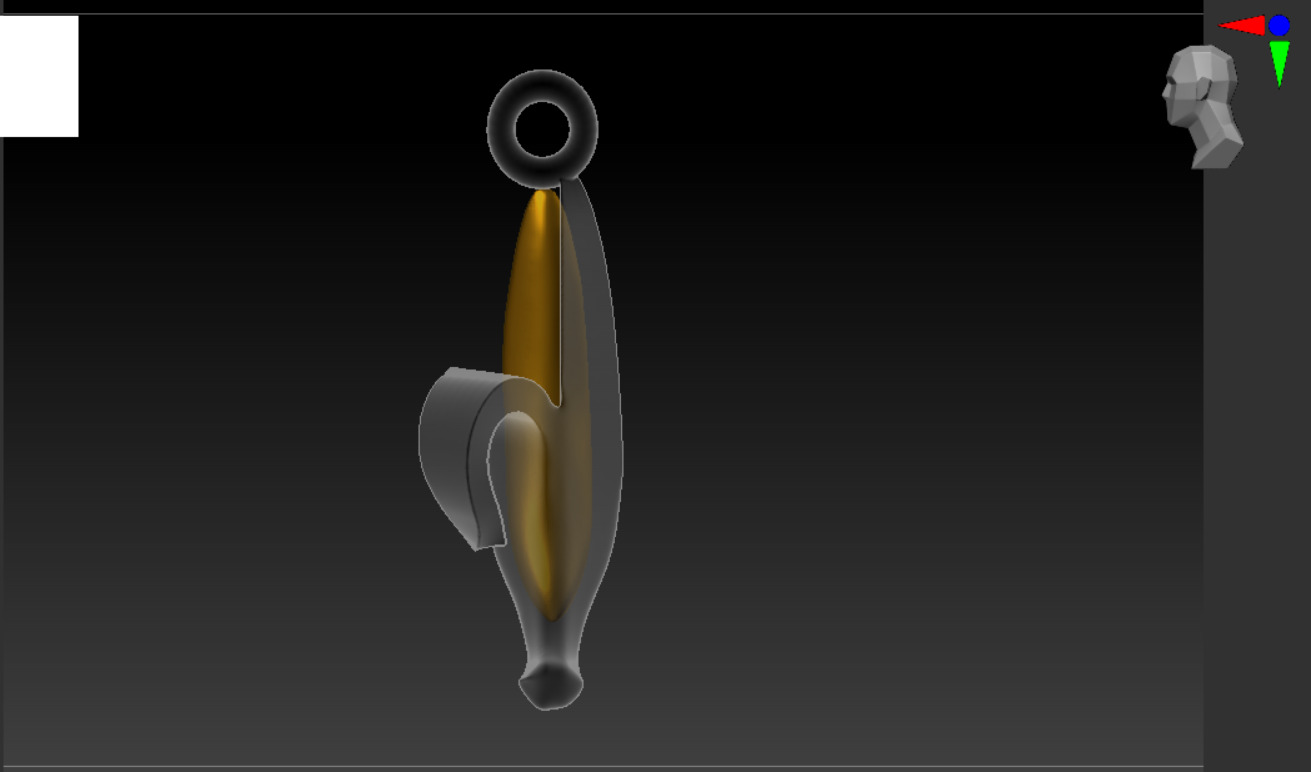 Banana Charm 3Part peel inner full-Split Fruit 3D enamel Pendant 3D print model_3