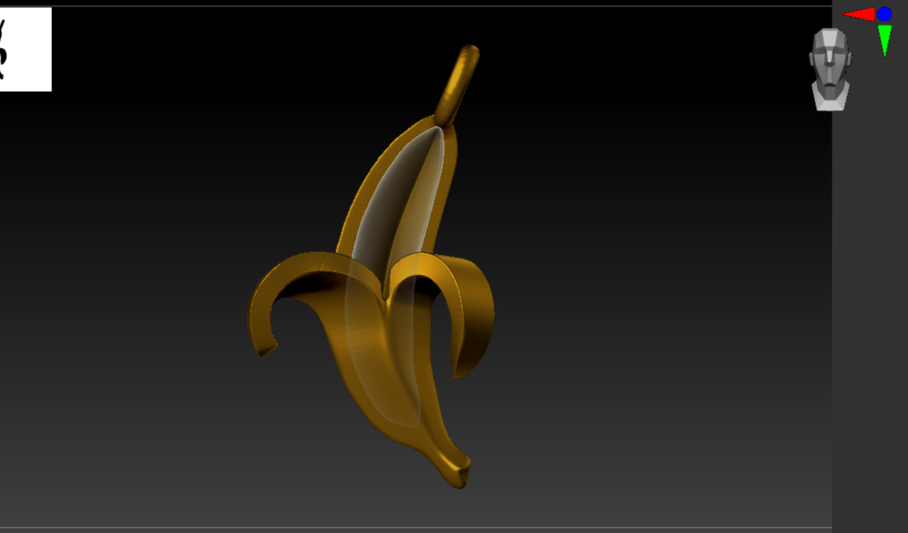 Banana Charm 3Part peel inner full-Split Fruit 3D enamel Pendant 3D print model_4