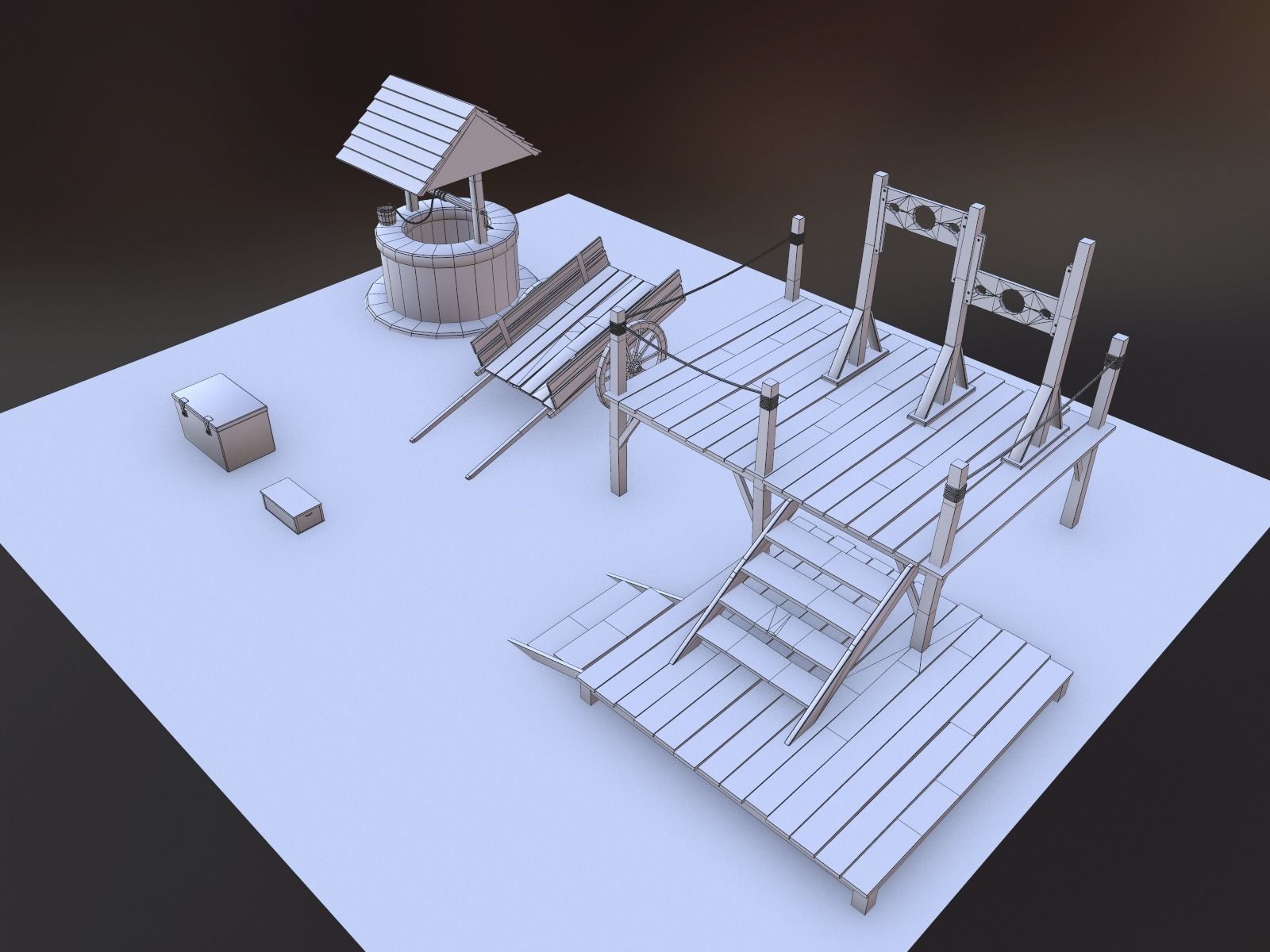 Medieval Props Set Low-poly 3D model_22