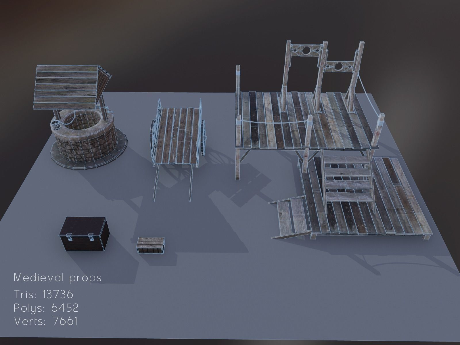 Medieval Props Set Low-poly 3D model_21