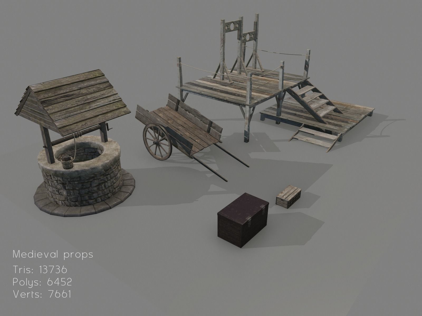 Medieval Props Set Low-poly 3D model_18