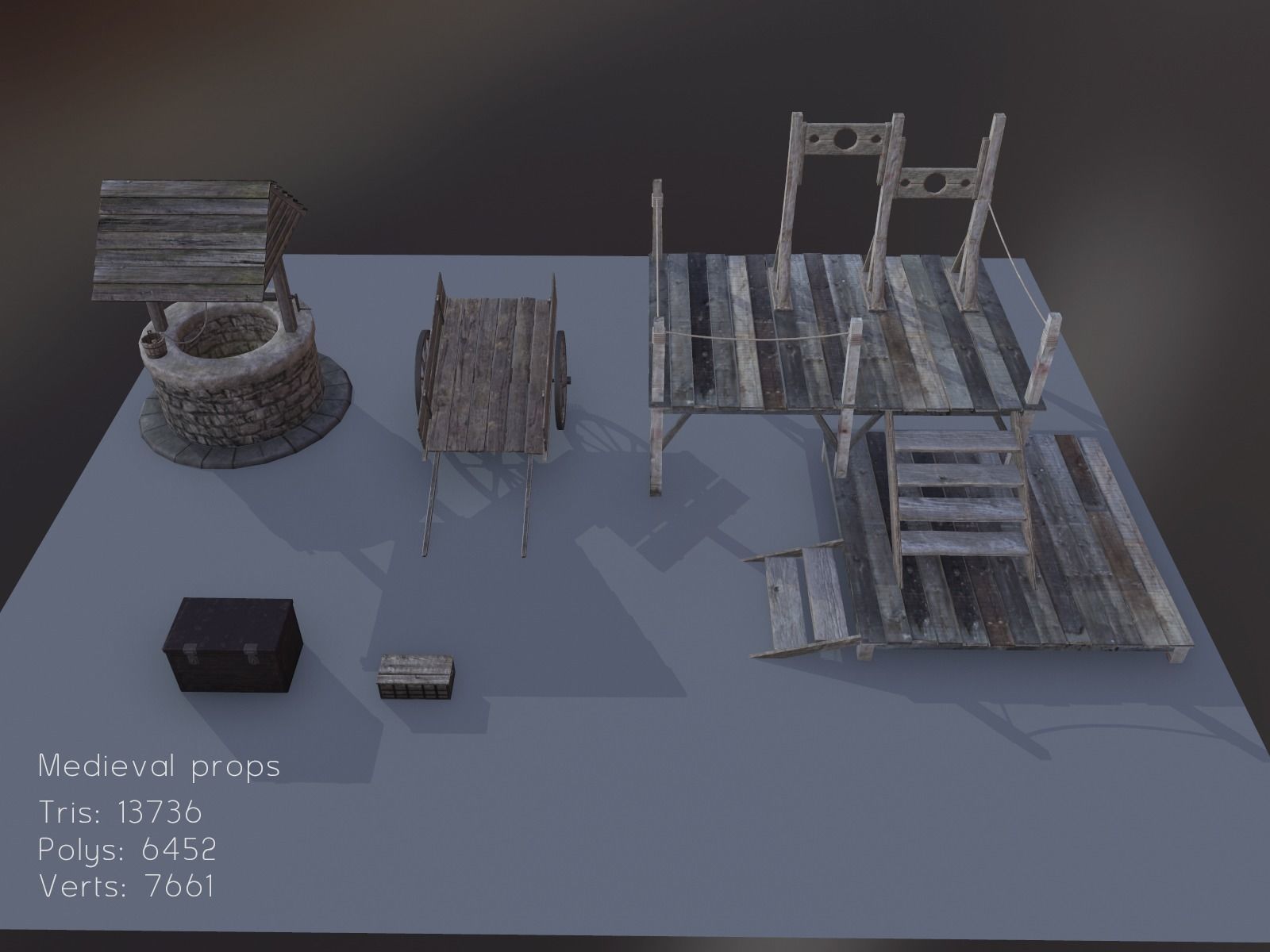 Medieval Props Set Low-poly 3D model_20