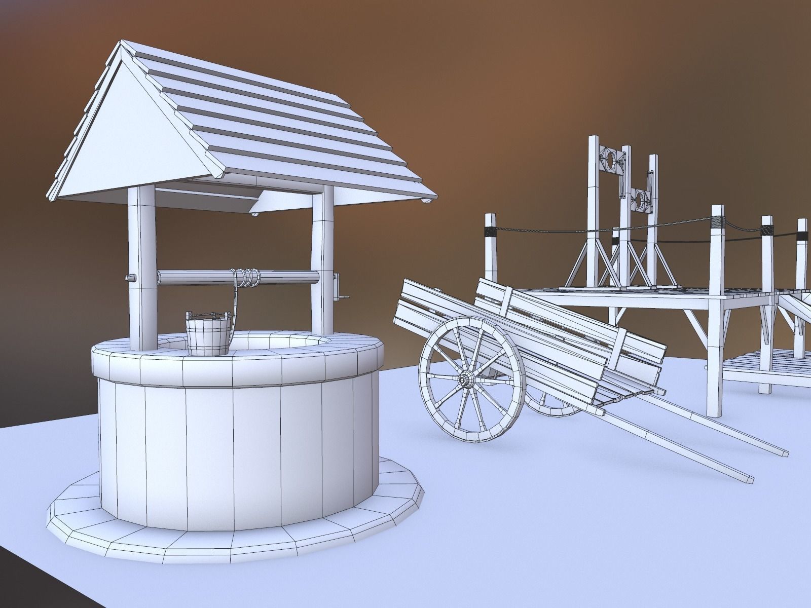 Medieval Props Set Low-poly 3D model_24