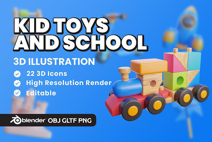 Kid Toys and School 3D model