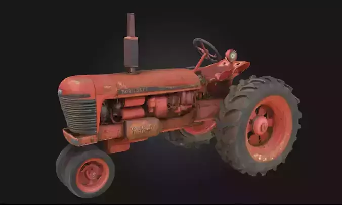 Rustic Red Tractor  Vintage Farm Vehicle