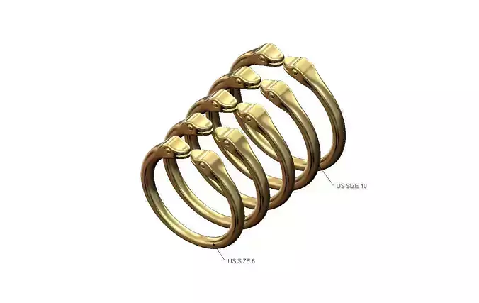 Double head open minimalist serpent ring US sizes 6to10