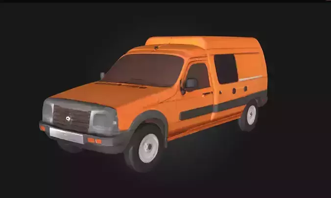 Orange Van  Retro Vehicle Model for Urban