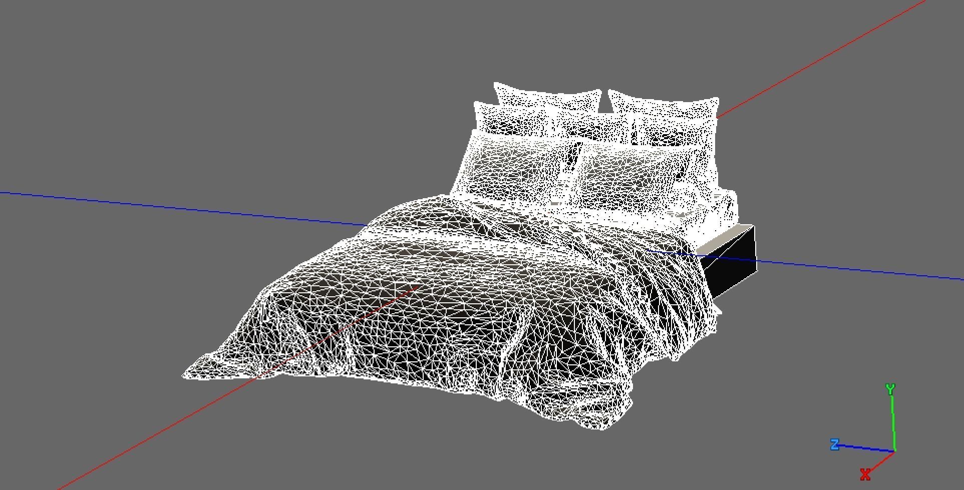 Bed with pillows 3D print model_2
