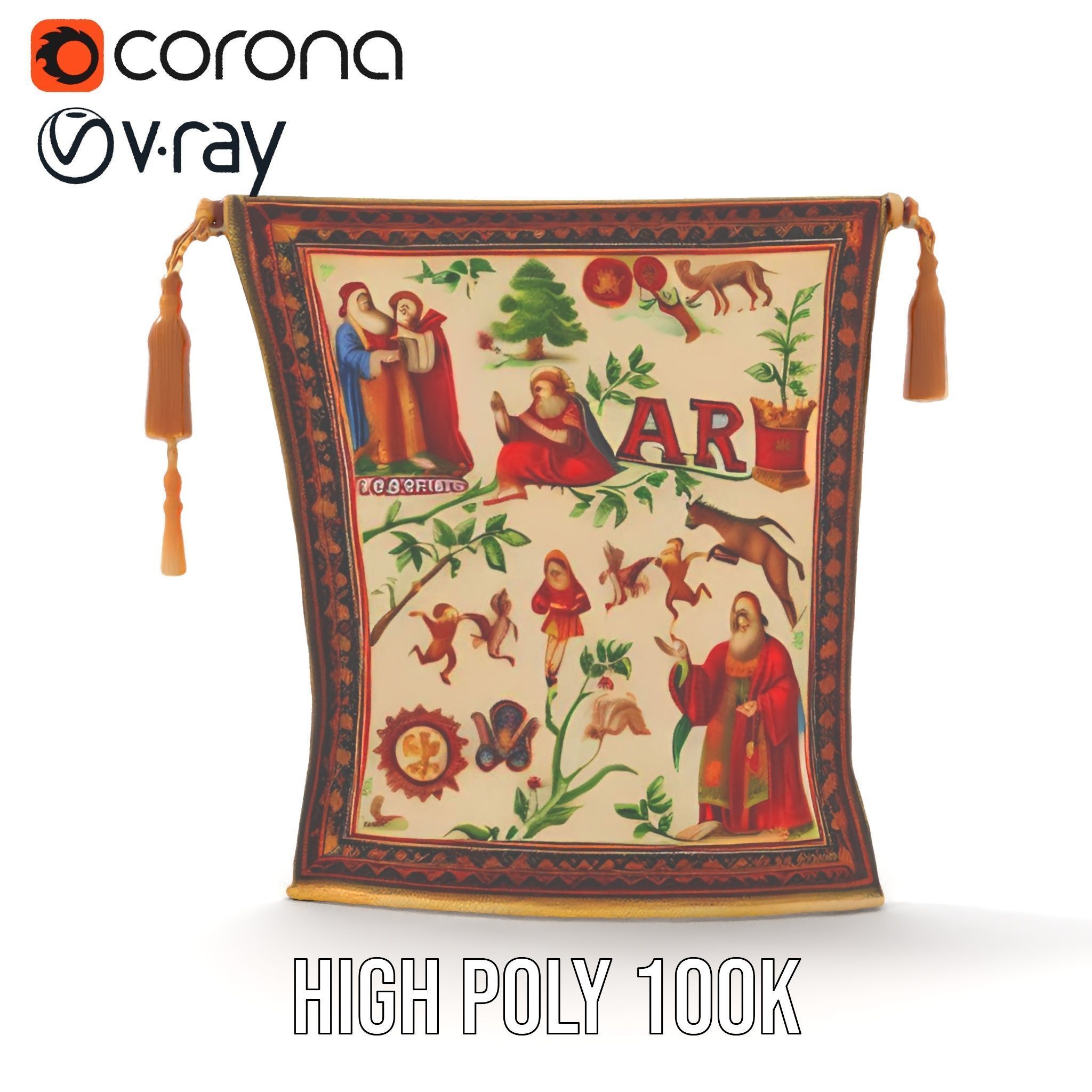 Medieval Tapestry Art Model Pack Low-poly 3D model_15